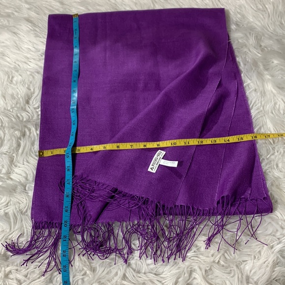 PICCHU+Bold scarf wrap fringed baby alpaca and silk raw hem made in Peru 32x86” - Picture 3 of 7